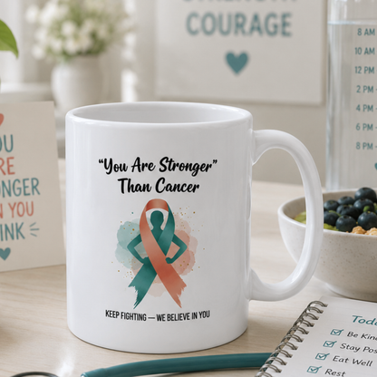 Keep Fighting Mug – Cancer Awareness Support Coffee Cup with Encouraging Message