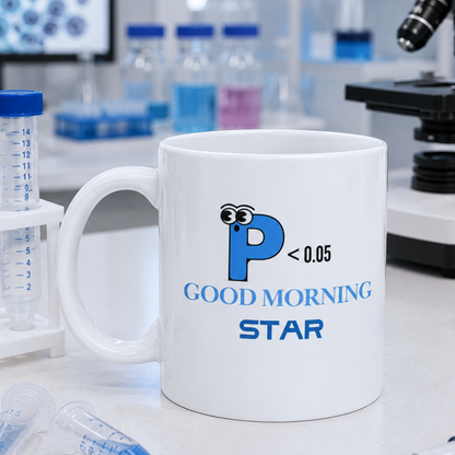 P < 0.05 Mug – Good Morning Star Statistics Design