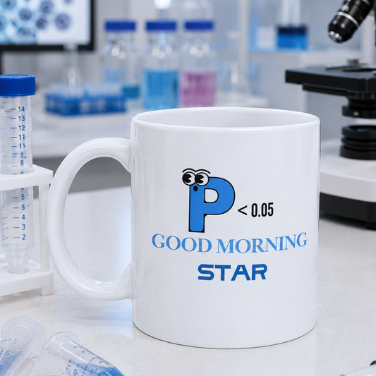 P < 0.05 Mug – Good Morning Star Statistics Design