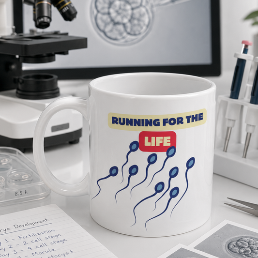 Running for Life Mug – Biology Coffee Cup with Clever Science Humor