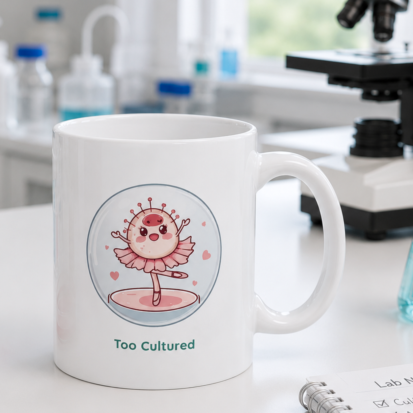 “Too Cultured” Funny Biology Mug | Cell Culture Gift