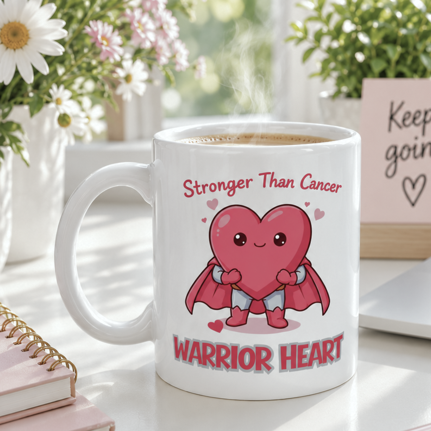 Stronger Than Cancer Warrior Heart Mug – Inspirational Cancer Support Gift for Survivors & Fighters