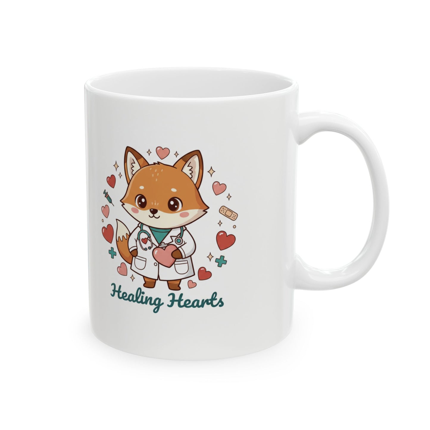 Healing Hearts Mug – Cute Nurse, Doctor & Veterinary Fox Coffee Cup