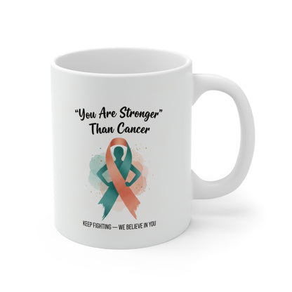 Keep Fighting Mug – Cancer Awareness Support Coffee Cup with Encouraging Message
