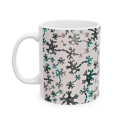 Neuro Pattern Ceramic Mug — Neuron Design Coffee Cup
