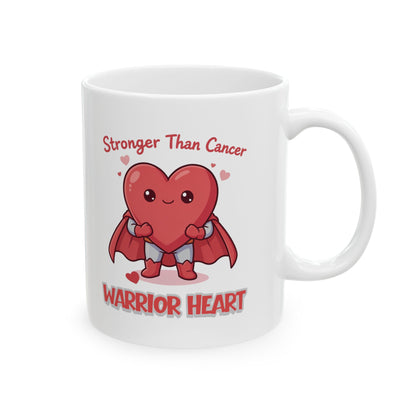 Stronger Than Cancer Warrior Heart Mug – Inspirational Cancer Support Gift for Survivors & Fighters