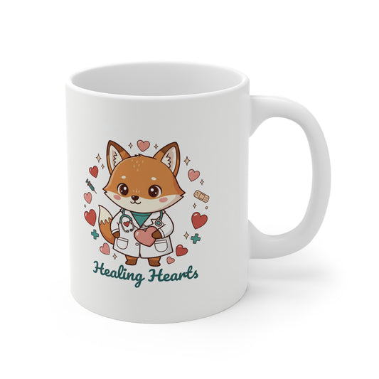 Healing Hearts Doctor and Nurse Mug - Cute Fox Coffee Mug