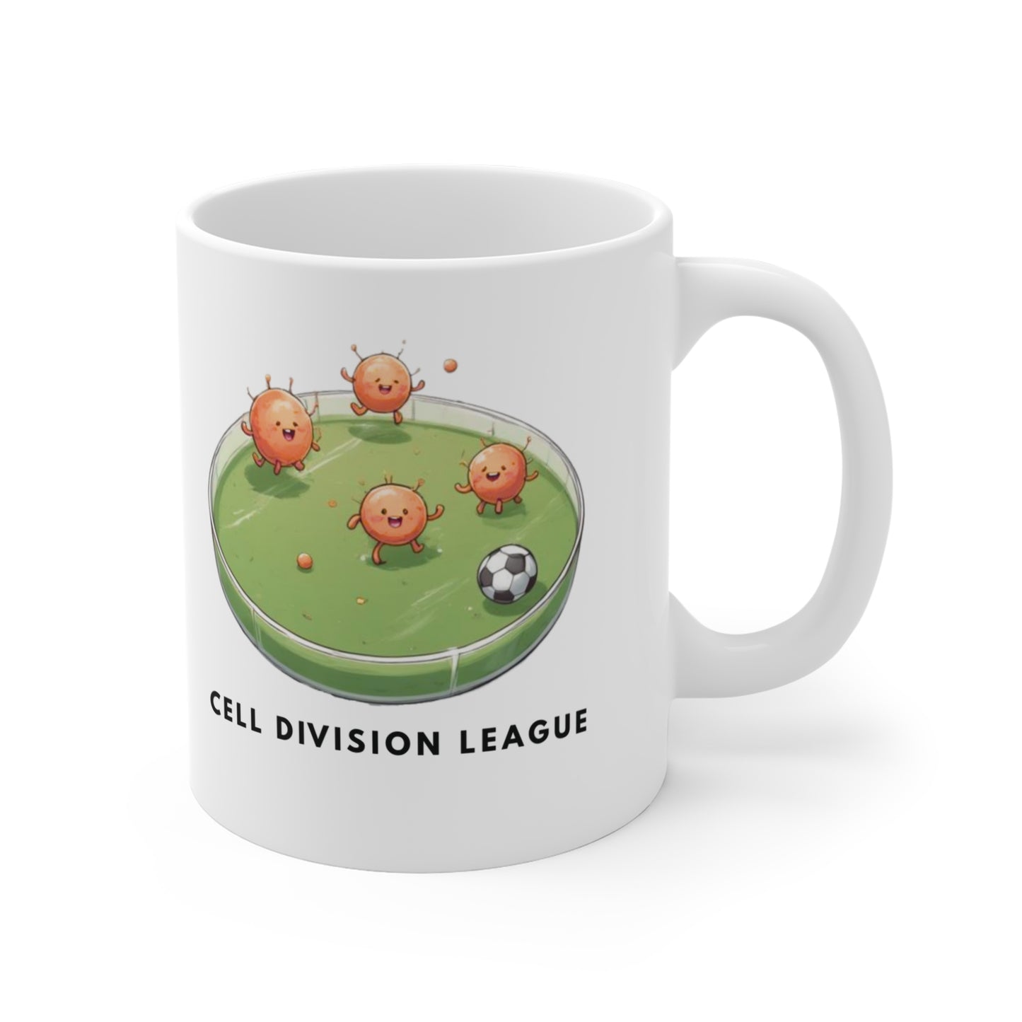 Petri Pitch League Mug – Cute Cell Culture Soccer Coffee Cup for Biology Lovers