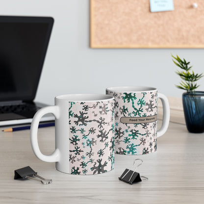 Neuro Pattern Ceramic Mug — Neuron Design Coffee Cup