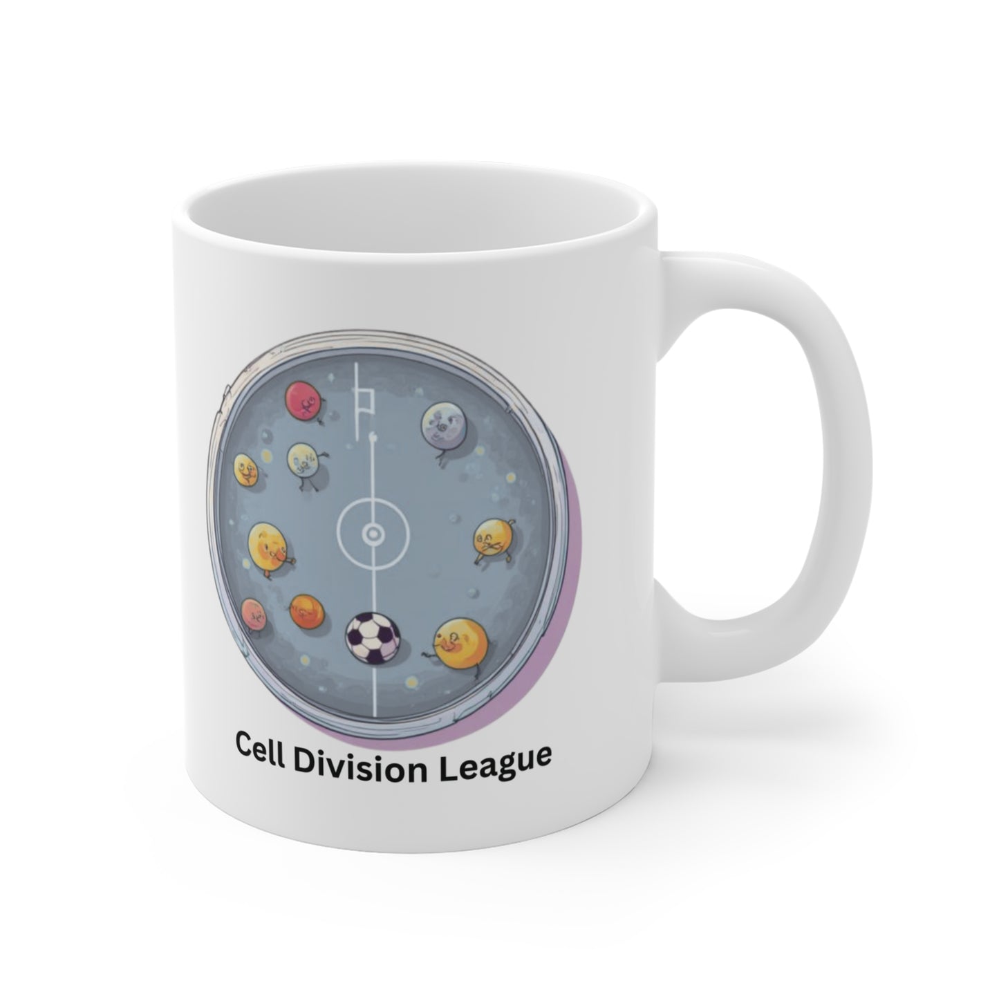 Cell Division League Mug – Biology Soccer Petri Dish Design
