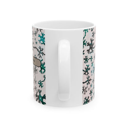 Neuro Pattern Ceramic Mug — Neuron Design Coffee Cup