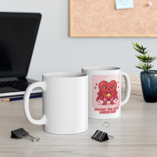 Warrior Heart Cancer Support Mug – “Stronger Than Cancer” Inspirational Gift